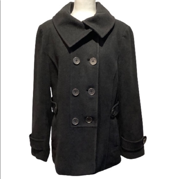 INCREDIBLY COMFORTABLE PEACOAT- UTEX DOUBLE BREASTED IN CHARCOAL GREY SIZE 16 - Picture 8 of 8